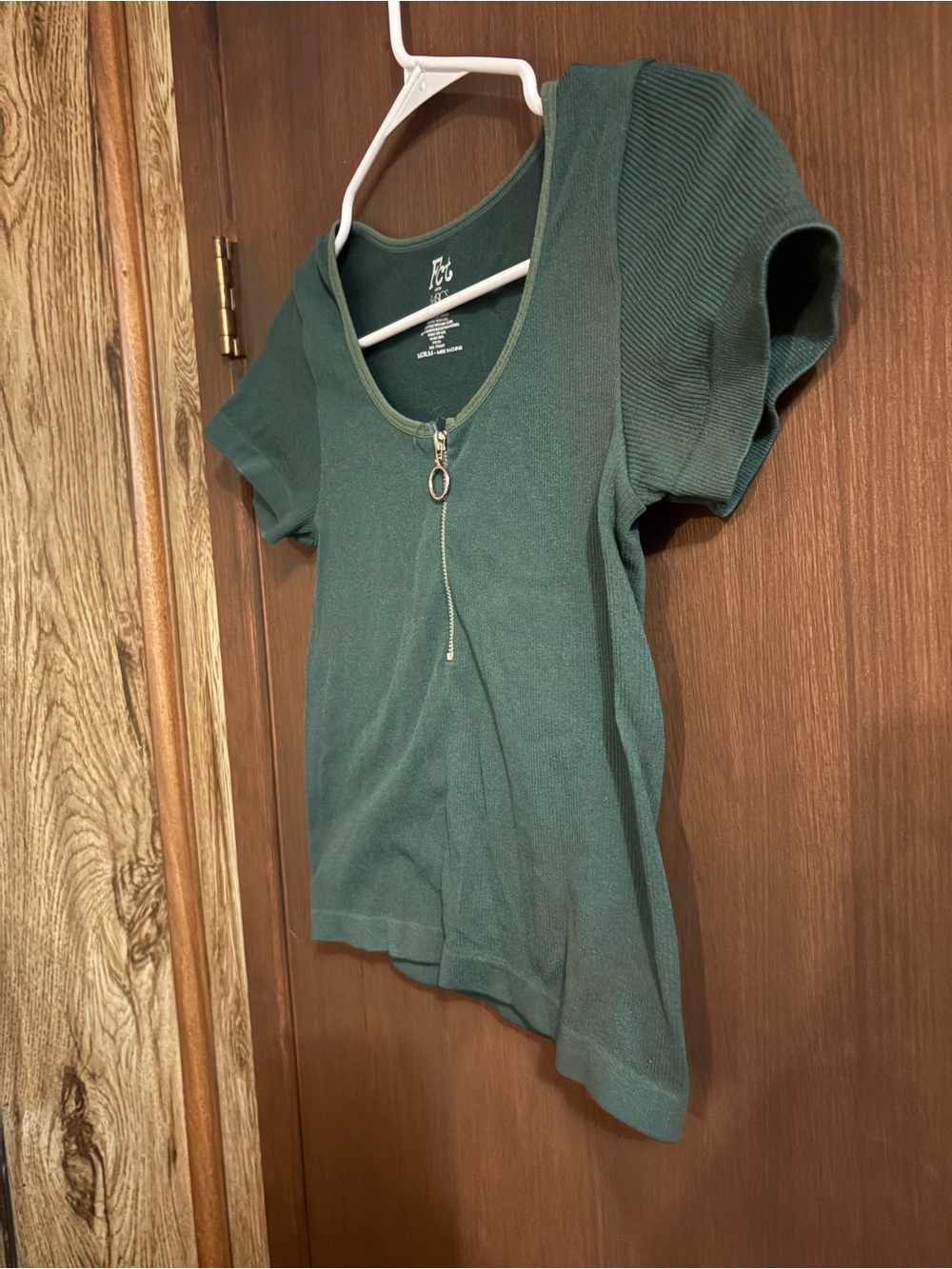 Fct Green Ribbed Zip-Front Crop Top - Picture 2 of 5